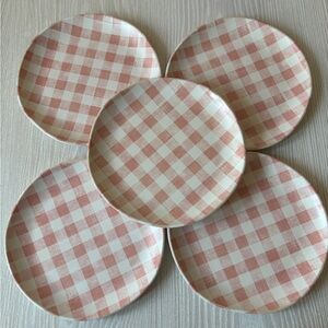 Threshold Gingham Melamine 11 in Dinner Plates - Set of 5 Pink White